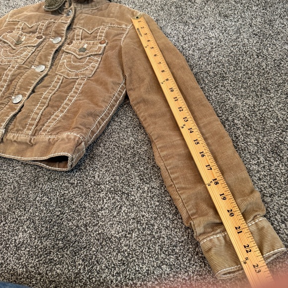 True Religion Corduroy Sherpa Jacket Brown Trucker World Tour Size Small - Picture 13 of 13